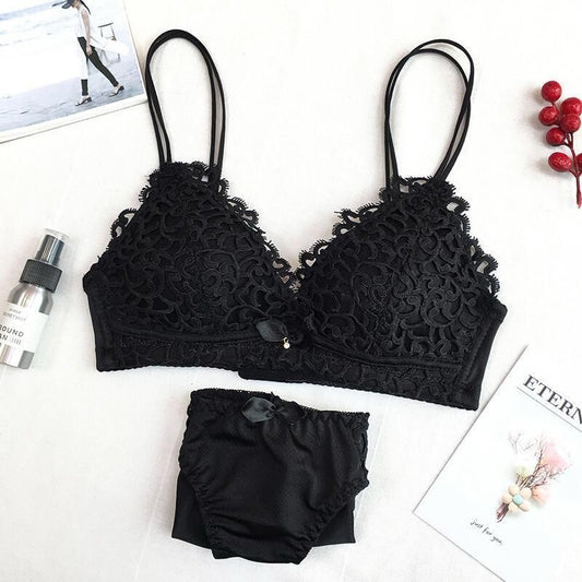 Lace Bralette Bra and Panty Set