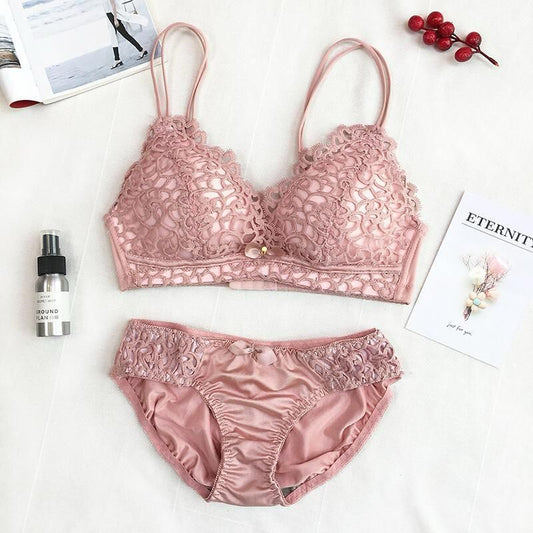 Lace Bralette Bra and Panty Set